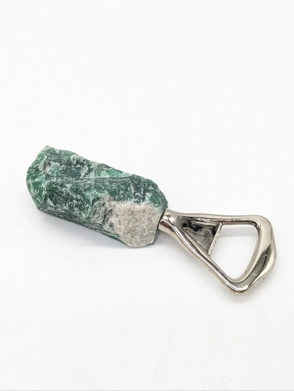 Raw Jadeite Silver Metal Bottle Opener